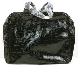 Saks Fifth Avenue Women's Black Faux Leather Mock-Croc Messenger Bag  (Posh238)